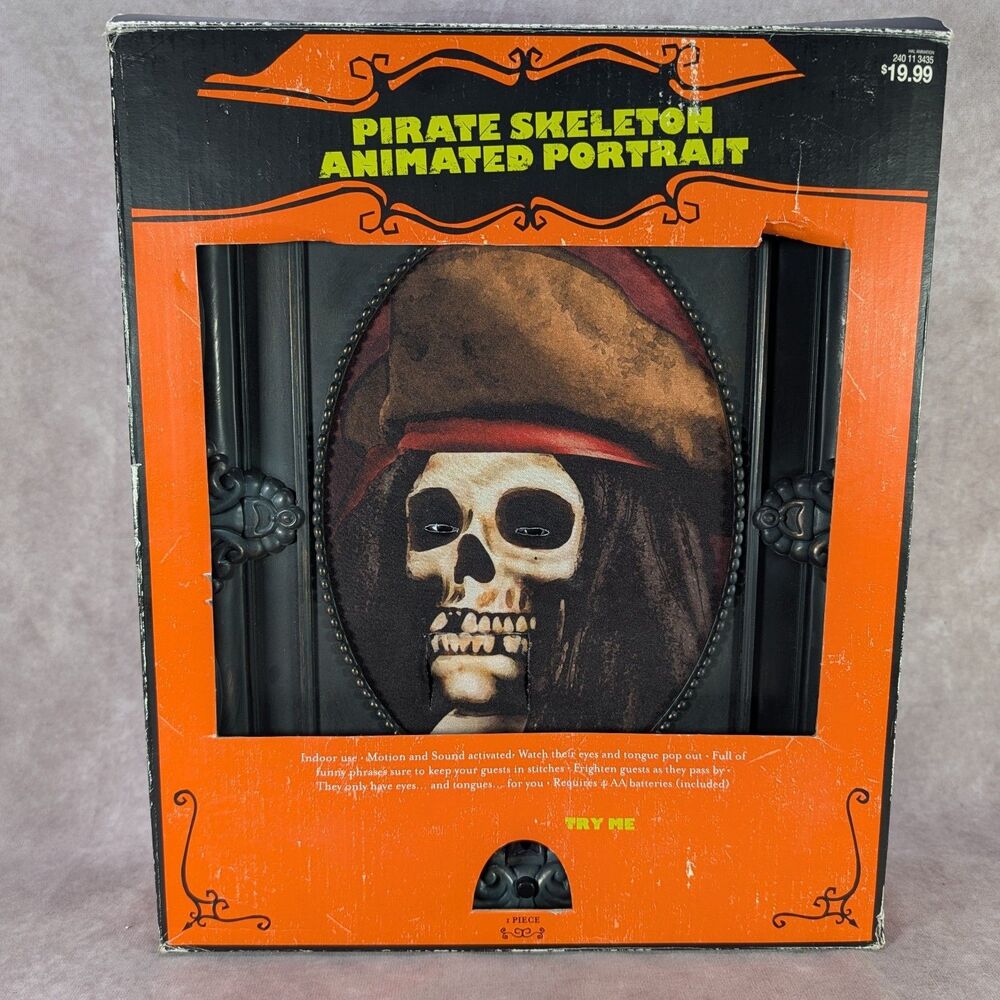 2007 Target Halloween Pirate Skeleton Animated Portrait Motion Sound Frame Props
